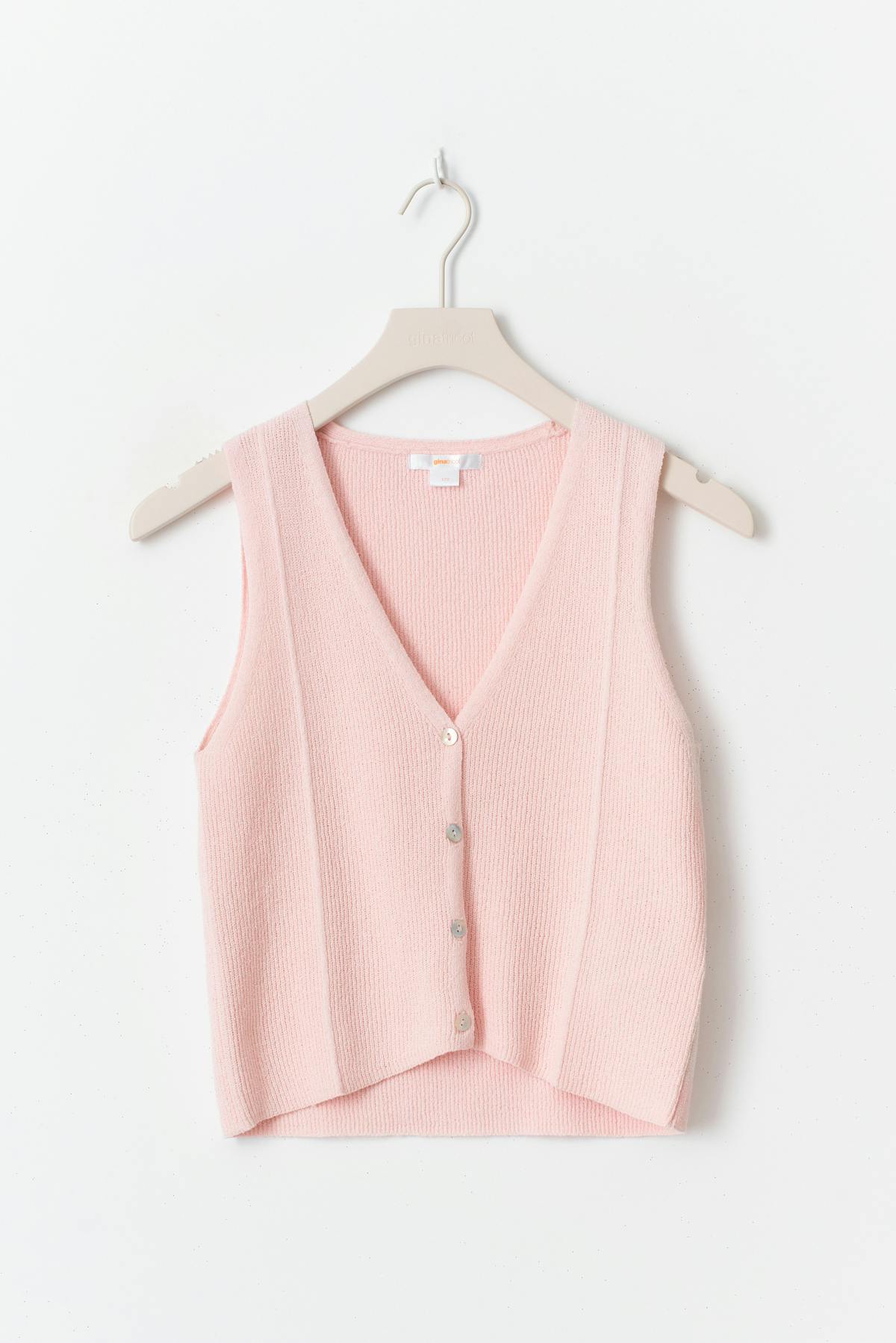 Y knitted vest - Rose clair