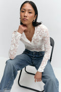 Pleated lace top - Lemon icing