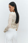 Pleated lace top - Lemon icing