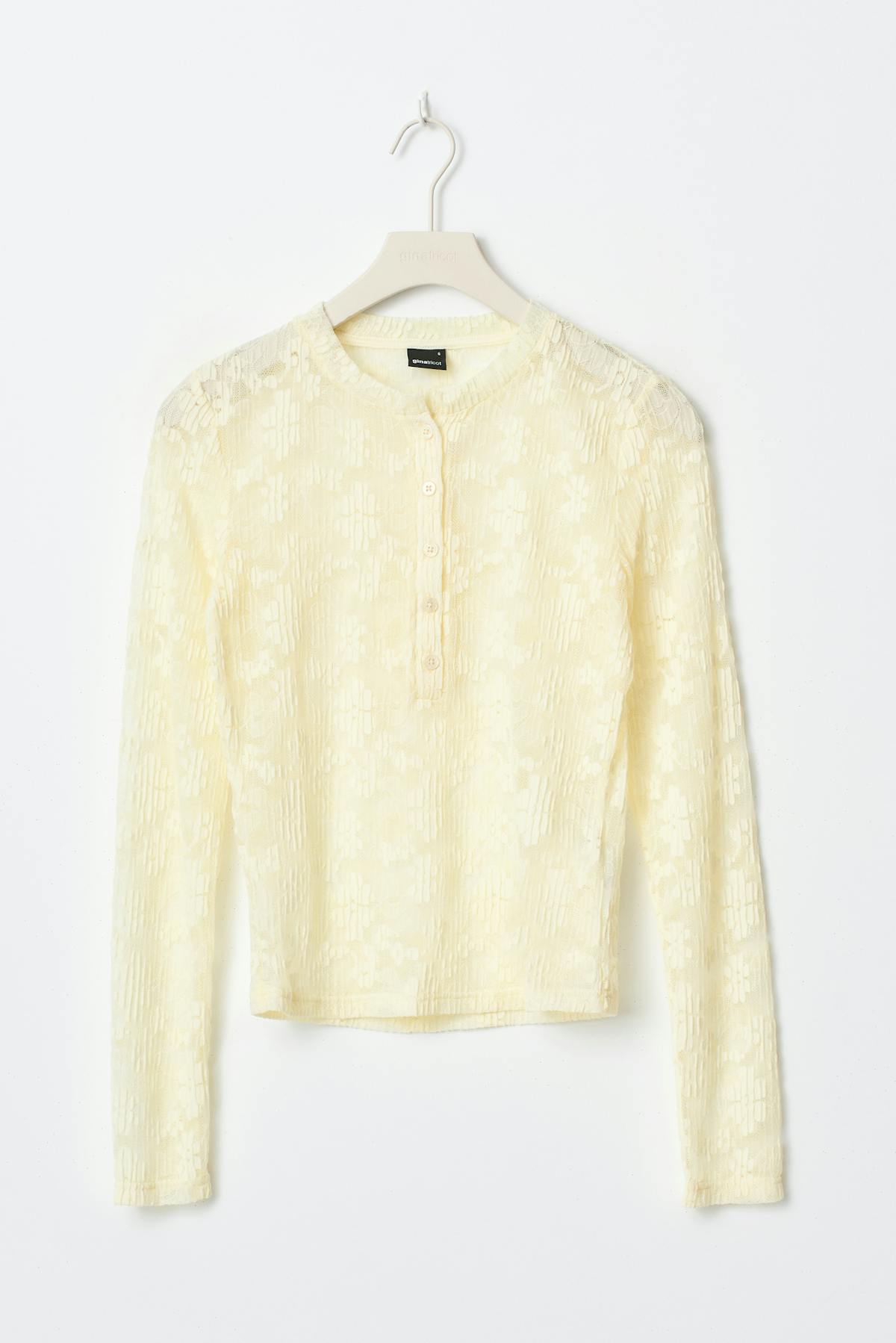 Pleated lace top - Lemon icing