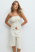 Cable knitted tube top - Almond milk