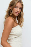 Cable knitted tube top - Almond milk