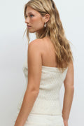 Cable knitted tube top - Almond milk