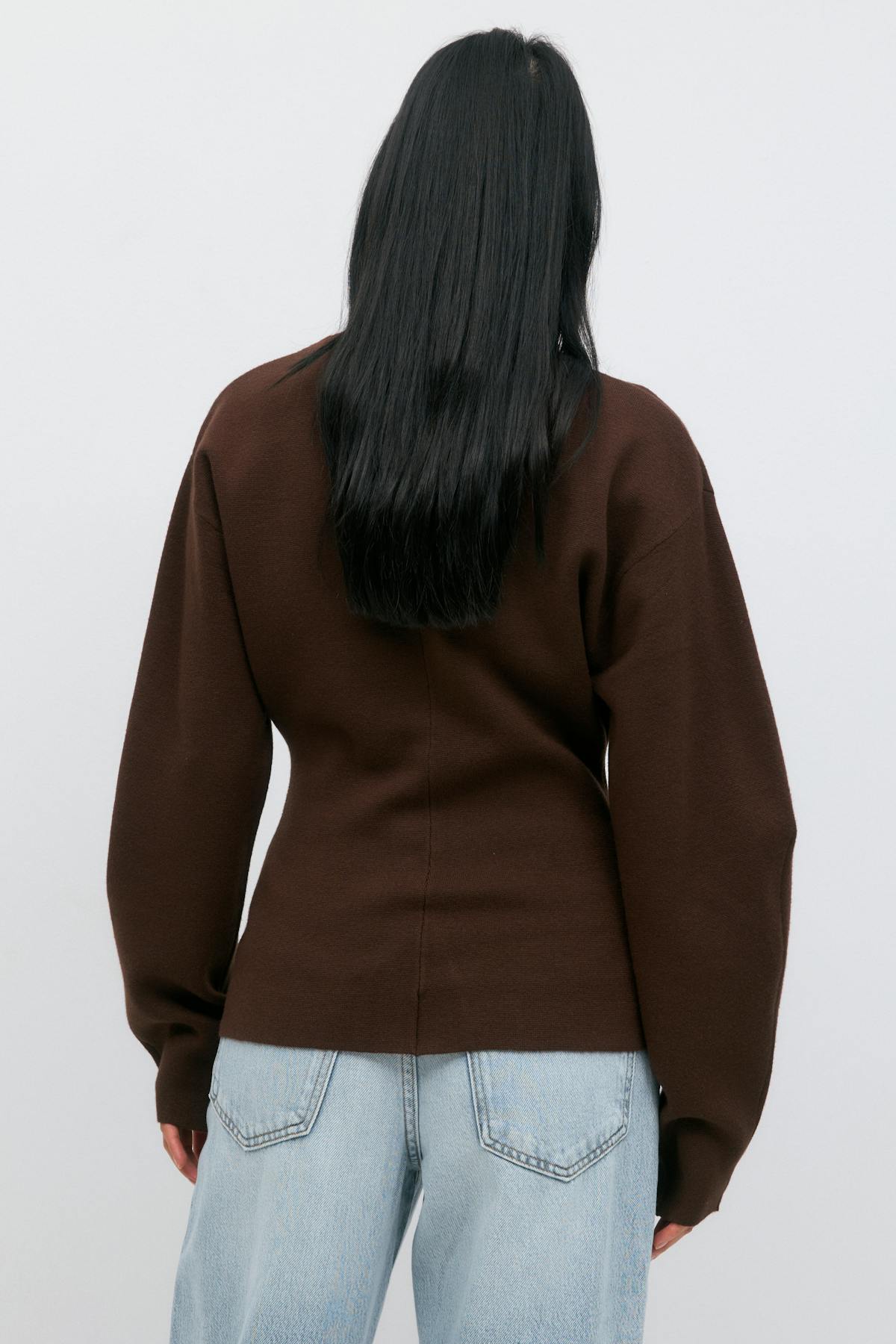 Knitted sculptured cardigan - Chestnut