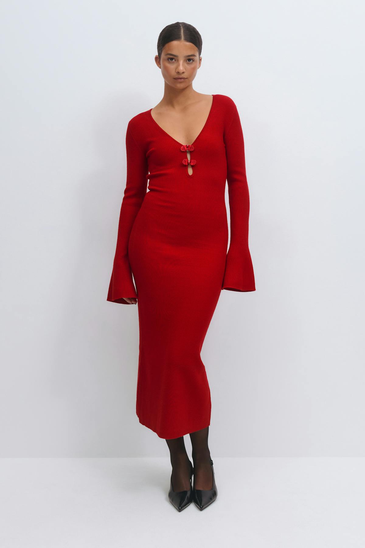 Knitted midi dress - Lemon icing