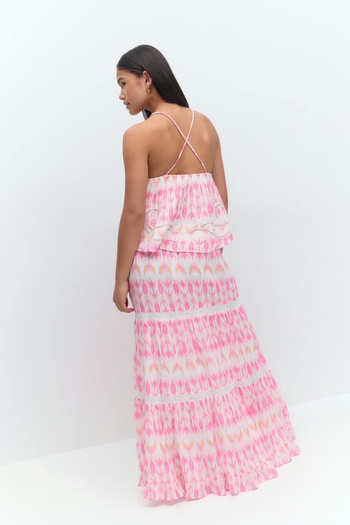 Y scandi maxi skirt - Pink/aop
