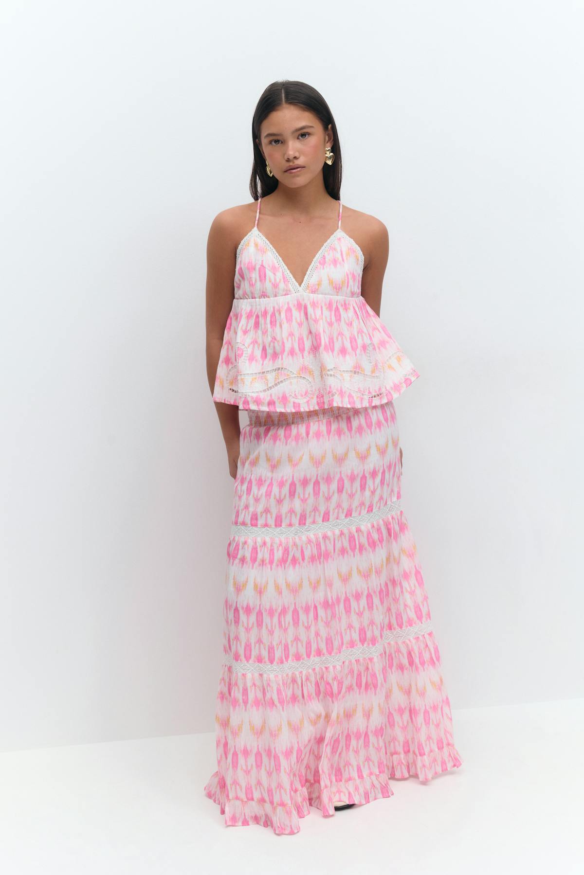Y scandi maxi skirt - Pink/aop