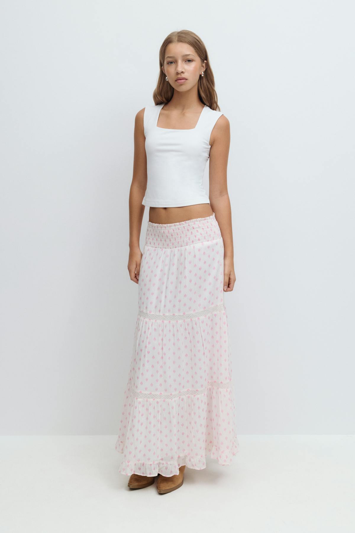Y scandi maxi skirt - Pinkflorals