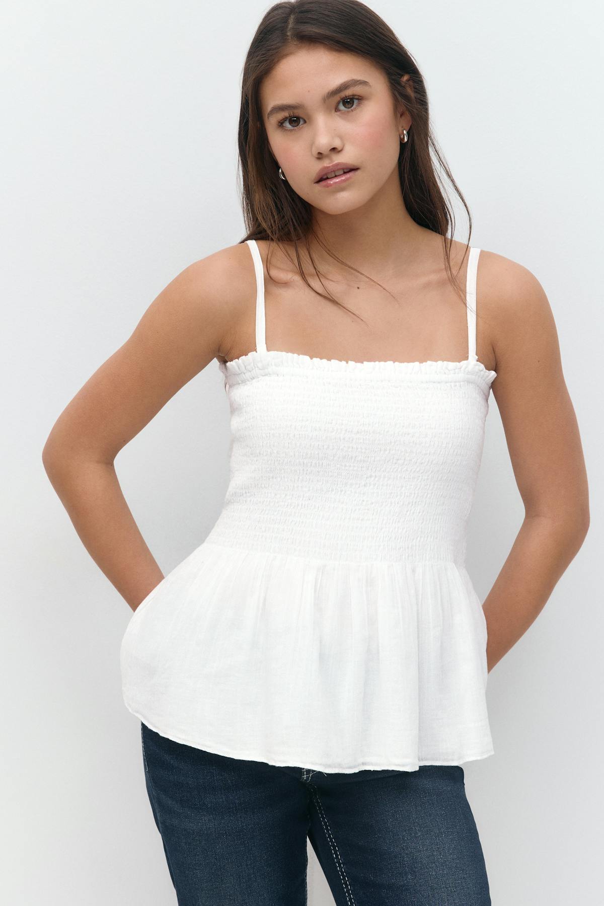 Y one layer multi top - Blanc