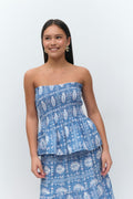Y one layer multi top - Blue blossom