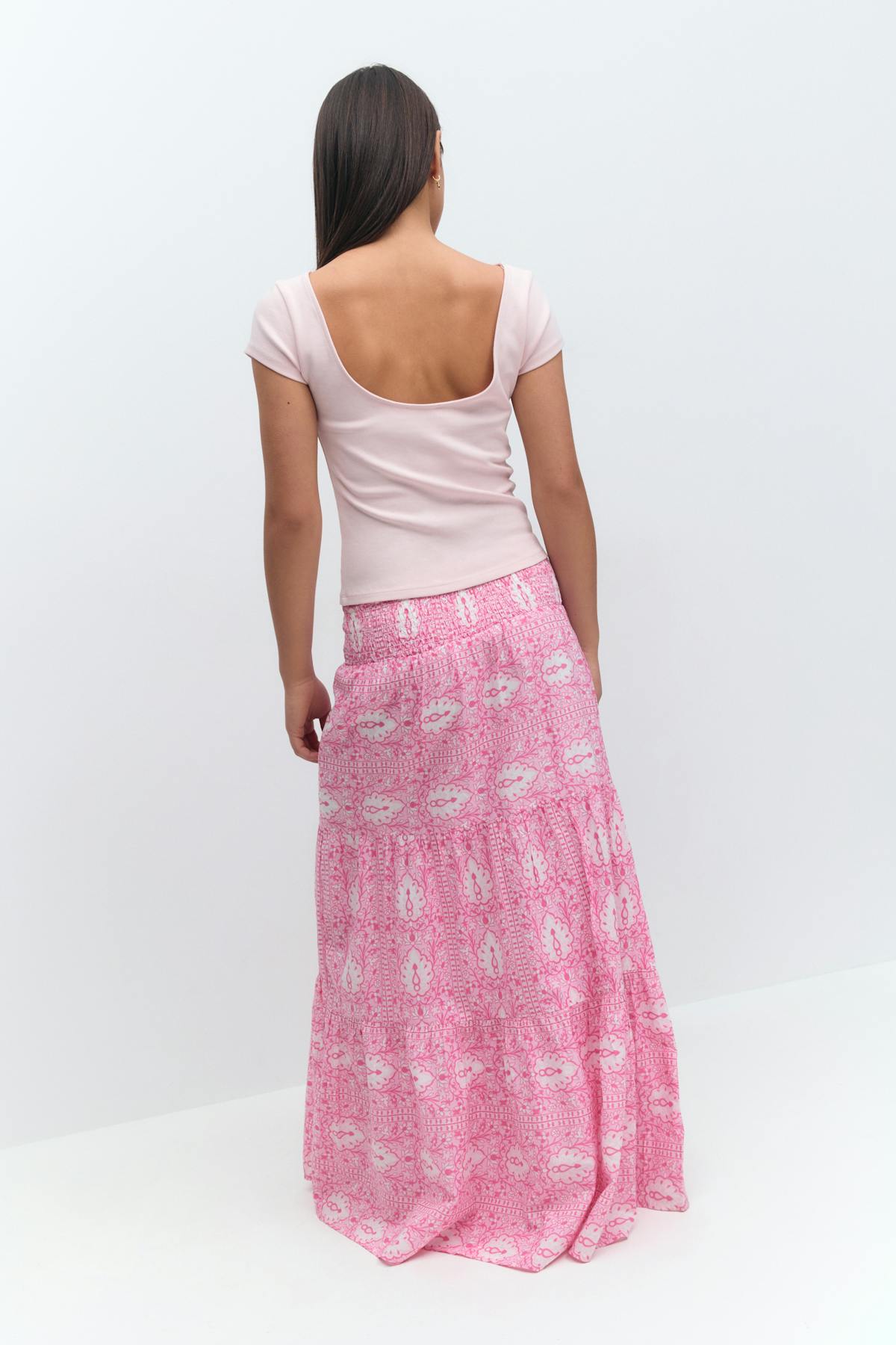Y iconic boho maxi skirt - Pink blossom