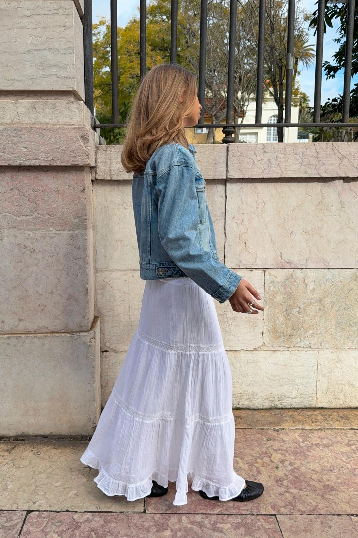 Y scandi maxi skirt tall - Blanc