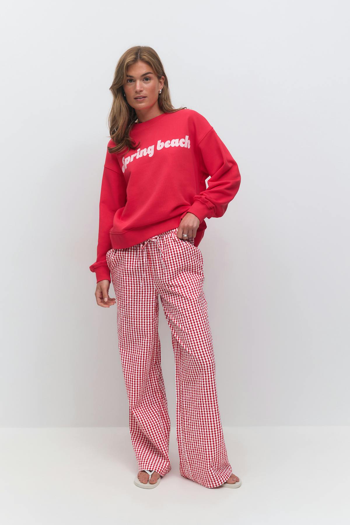 Seersucker gingham trousers - Blue check