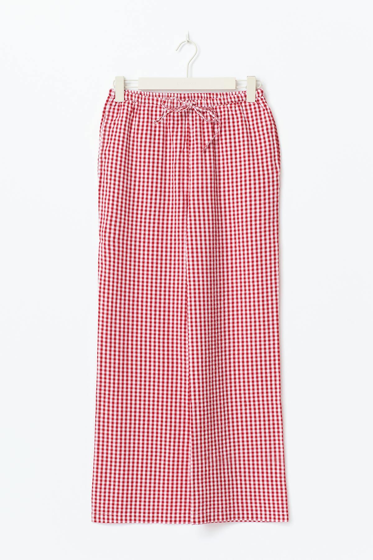Seersucker gingham trousers - Blue check