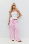 Seersucker gingham trousers - Pink check