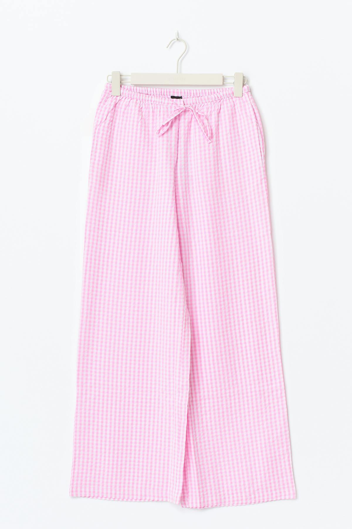 Seersucker gingham trousers - Pink check