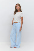 Seersucker gingham trousers - Marron