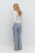 Seersucker gingham trousers - Bleu marine