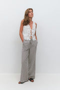 Seersucker gingham trousers - Bleu marine