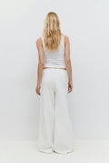 Embroidery poplin trousers - Blanc