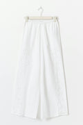 Embroidery poplin trousers - Blanc