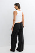 Embroidery poplin trousers - Noir