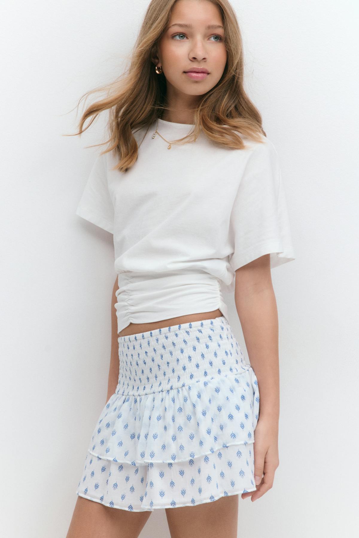 Y two layer multi skirt - Blue flower