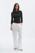 Broderie anglaise trousers - Noir