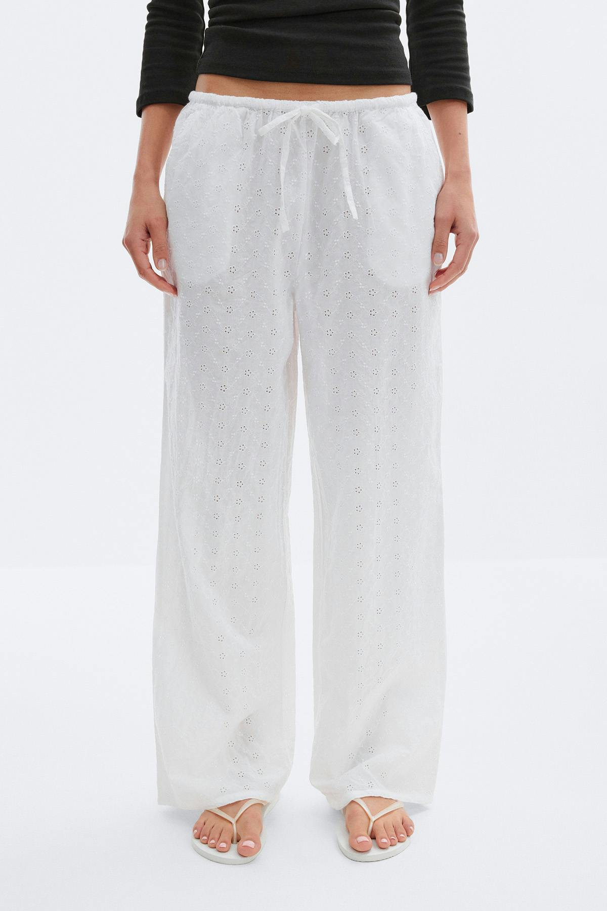 Broderie anglaise trousers - Blanc