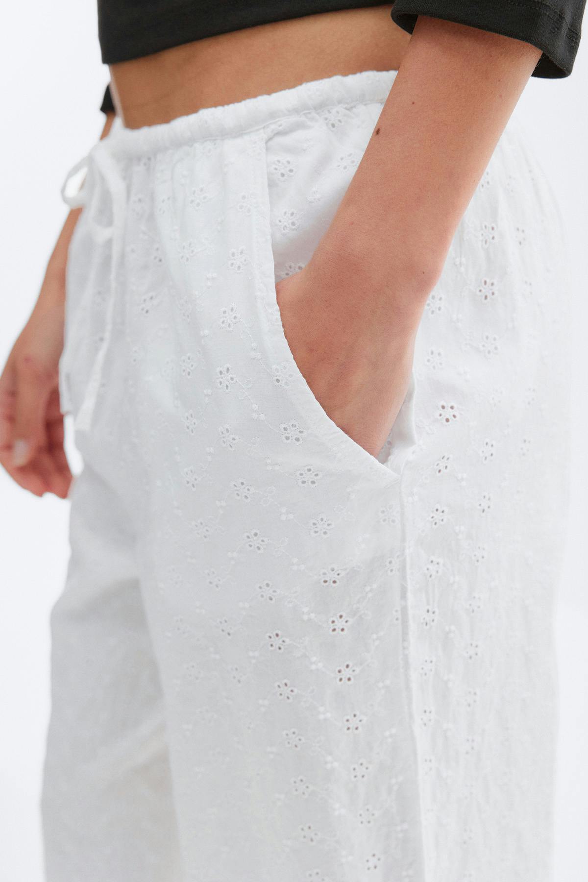 Broderie anglaise trousers - Blanc