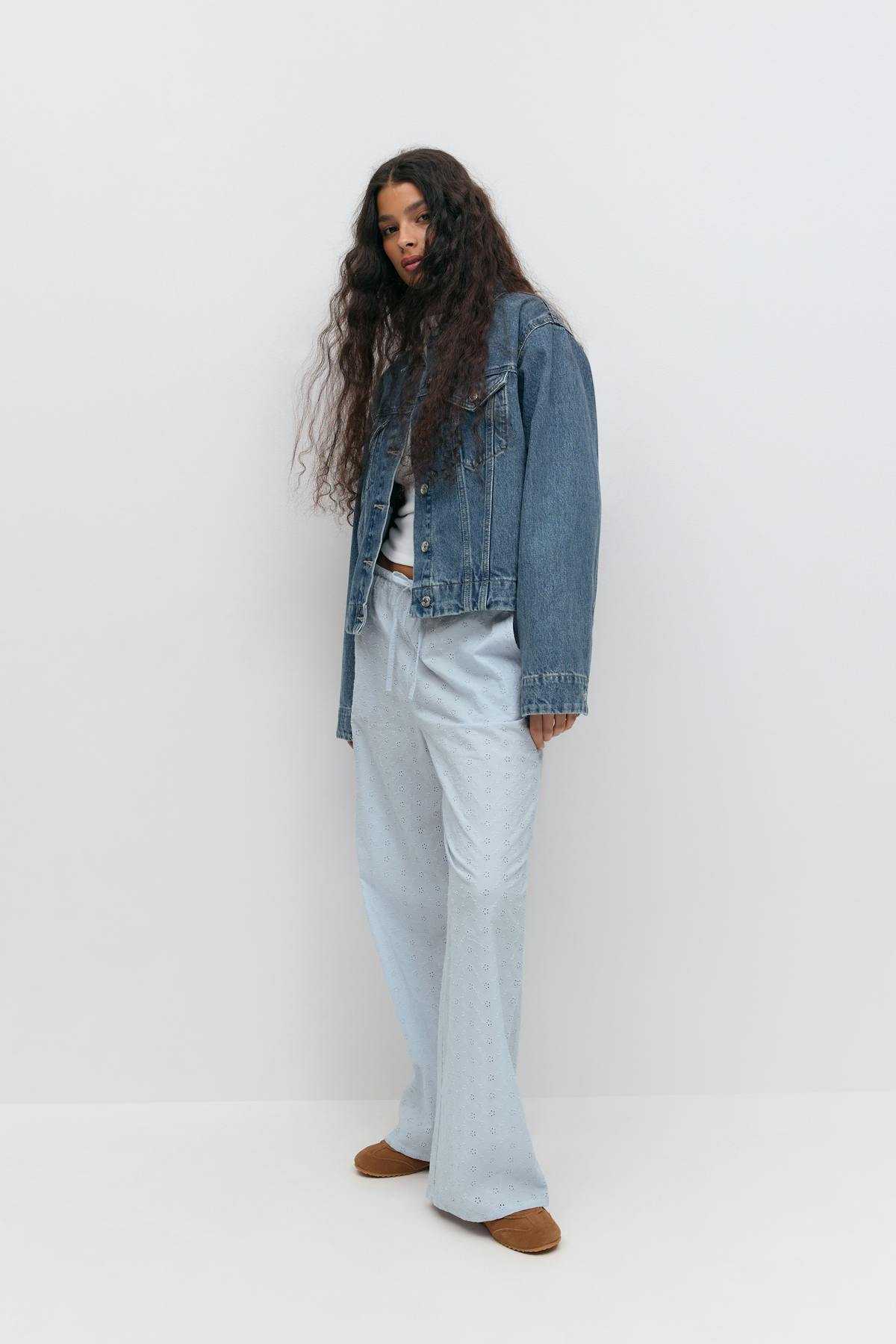 Broderie anglaise trousers - Bleu clair
