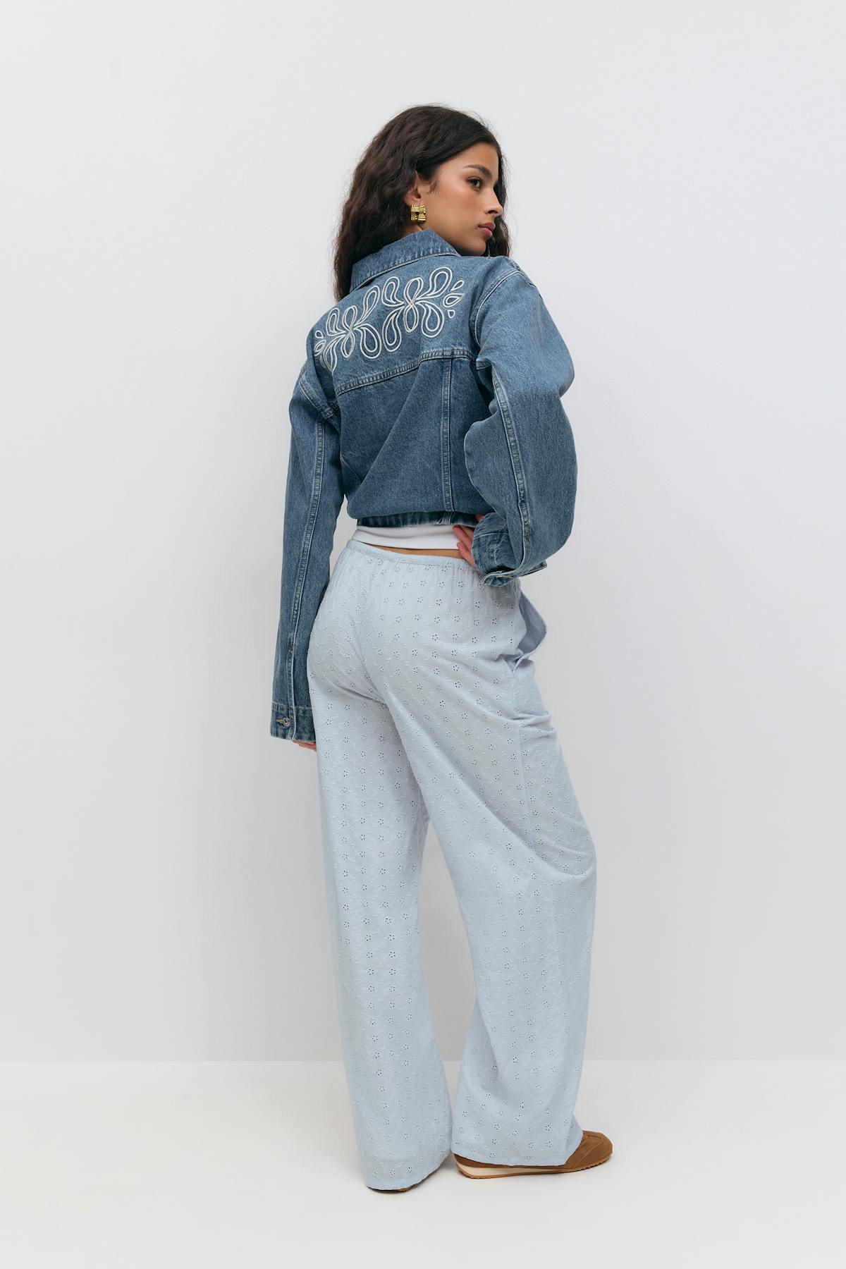 Broderie anglaise trousers - Bleu clair