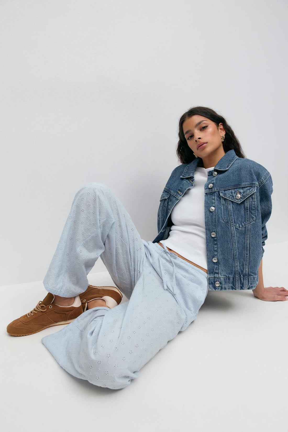 Broderie anglaise trousers - Bleu clair