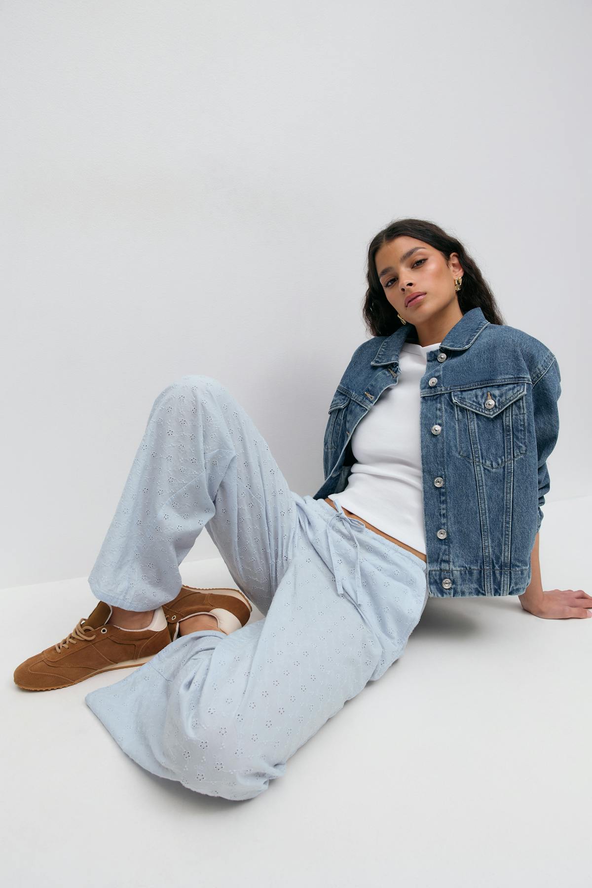 Broderie anglaise trousers - Bleu clair