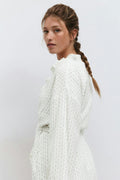 Gauze homewear robe - White/grey