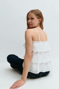 Y frill top - Blanc