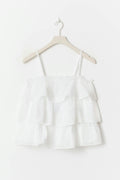 Y frill top - Blanc