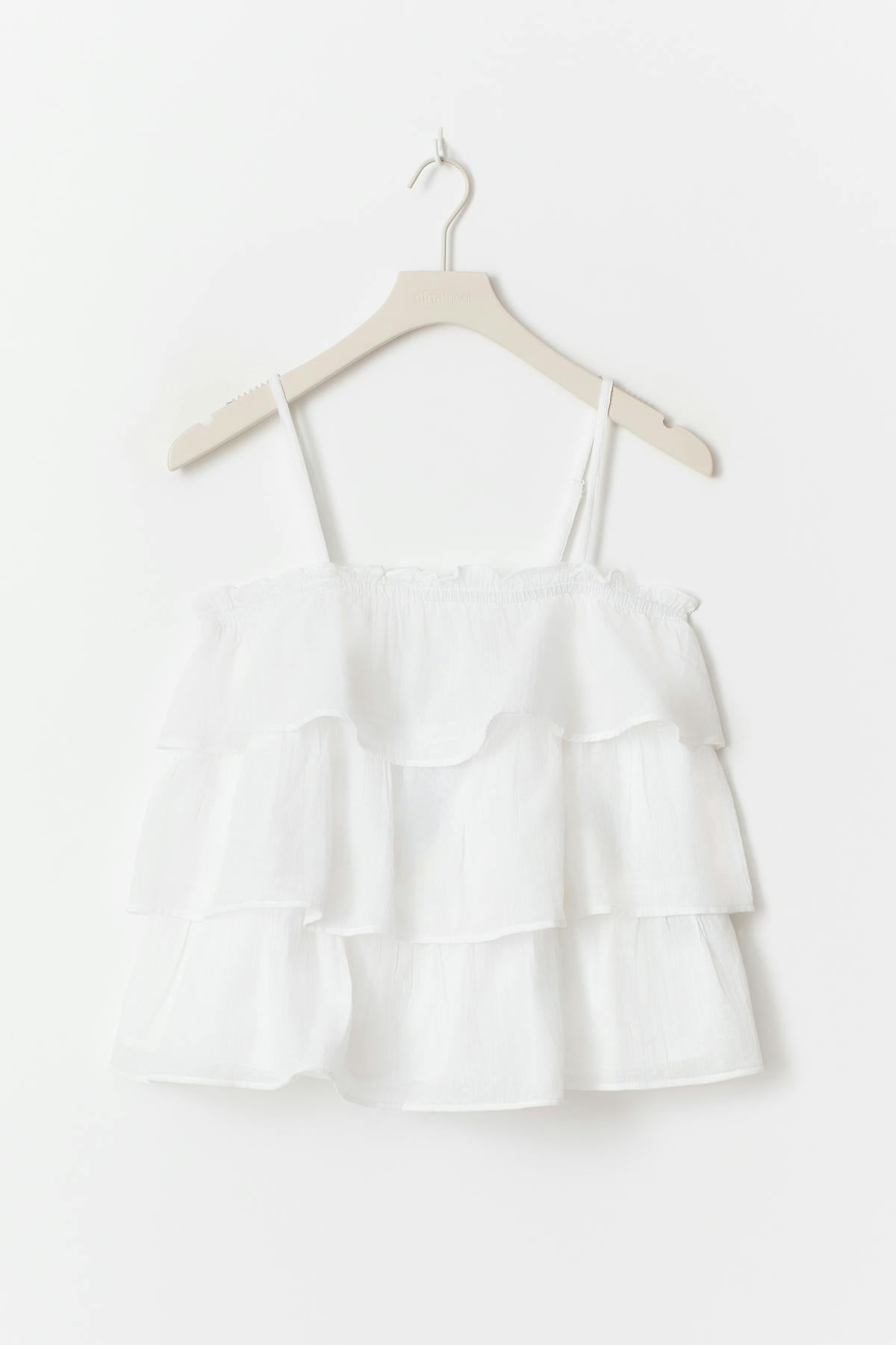 Y frill top - Blanc