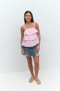 Y frill top - Pink lady