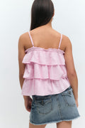 Y frill top - Pink lady