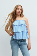 Y frill top - Blanc cassé