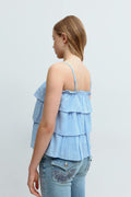 Y frill top - Bleu