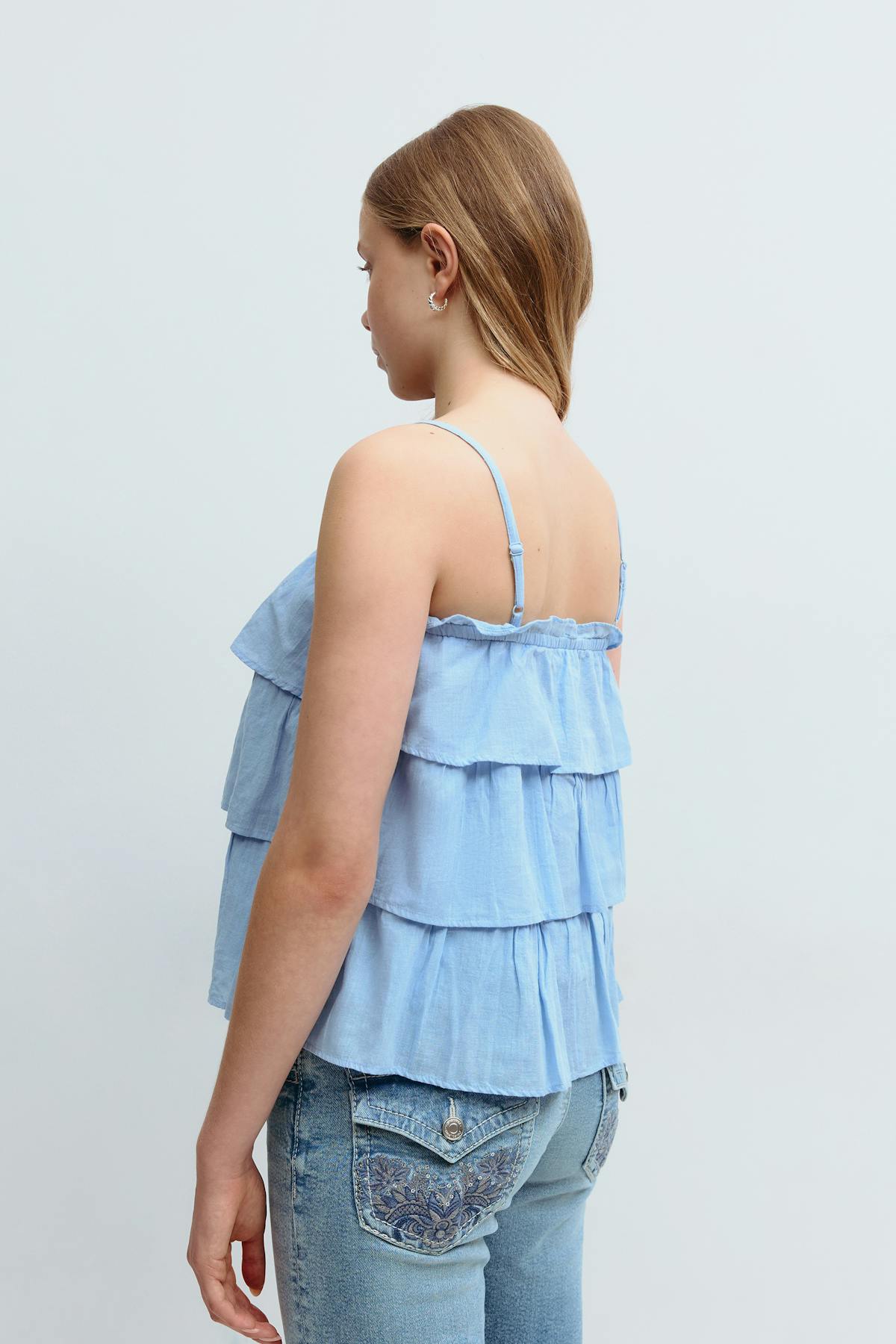Y frill top - Bleu