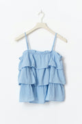 Y frill top - Bleu