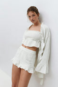 Gauze homewear shorts - White/grey