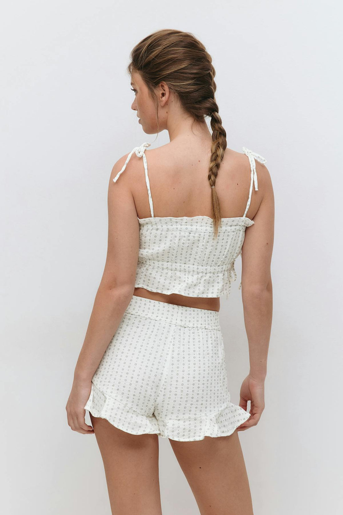 Gauze homewear shorts - White/grey