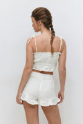 Gauze homewear shorts - White/grey