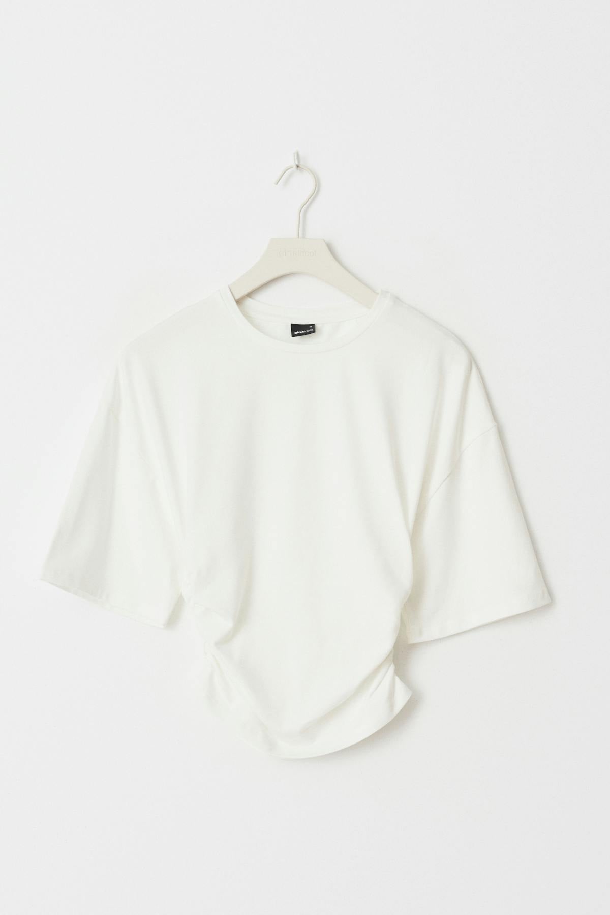 Soft touch ruched tee - Blanc cassé