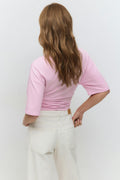 Soft touch ruched tee - Lt grey melange