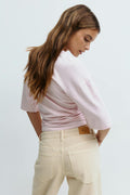 Soft touch ruched tee - Lt grey melange